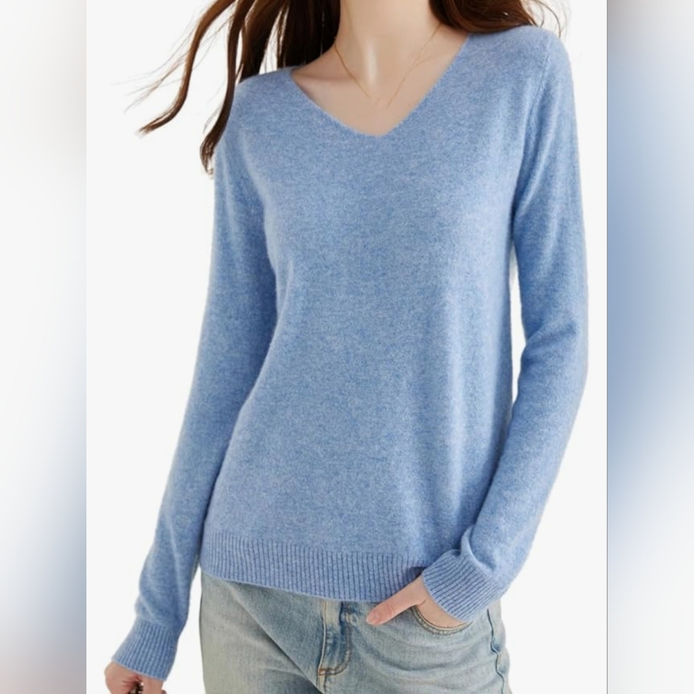 J. McLaughlin Sky Blue V-Neck Sweater